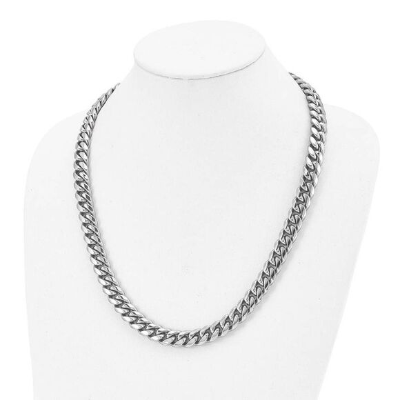 Men's 12mm Stainless Steel Polished Curb Chain Necklace, 24 Inch - Picture 4 of 8